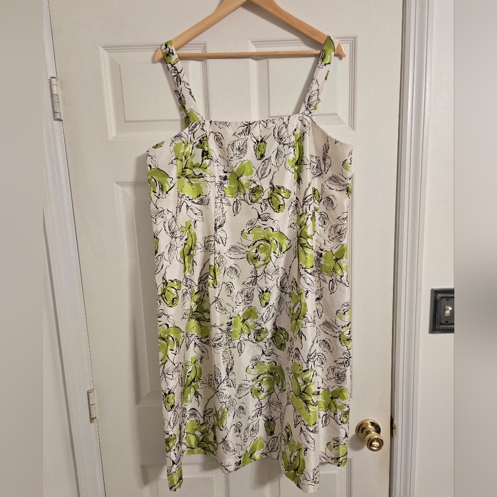 Jessica Howard Strappy Sun Dress beige and green floral size 16W